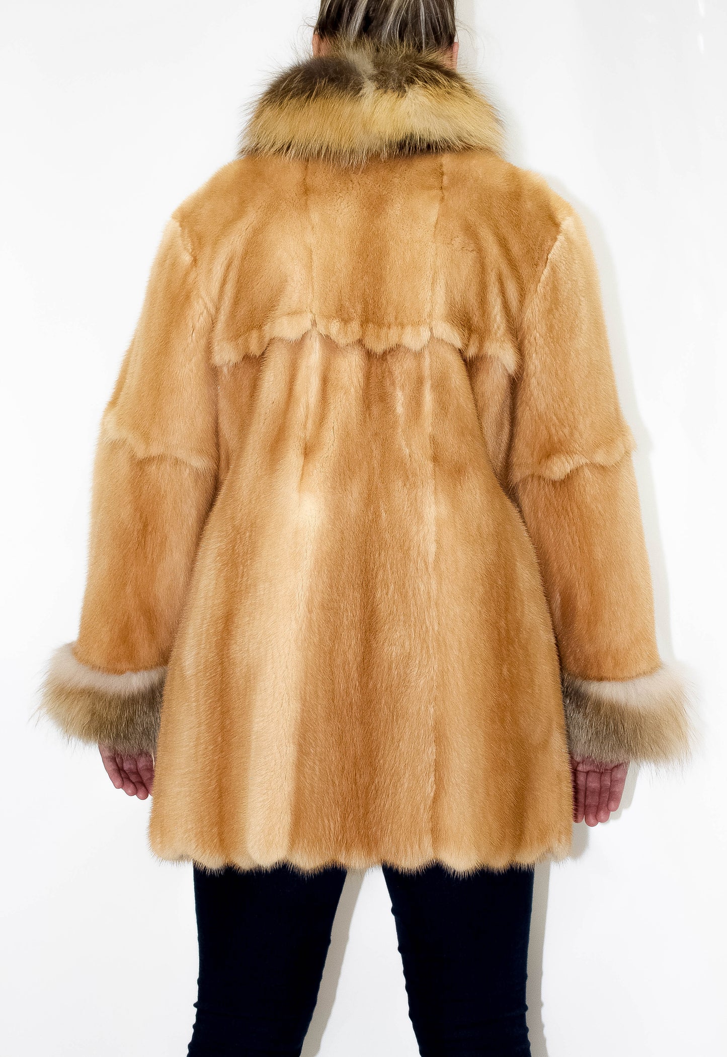 Alicia, reversible mink jacket dyed golden whisky